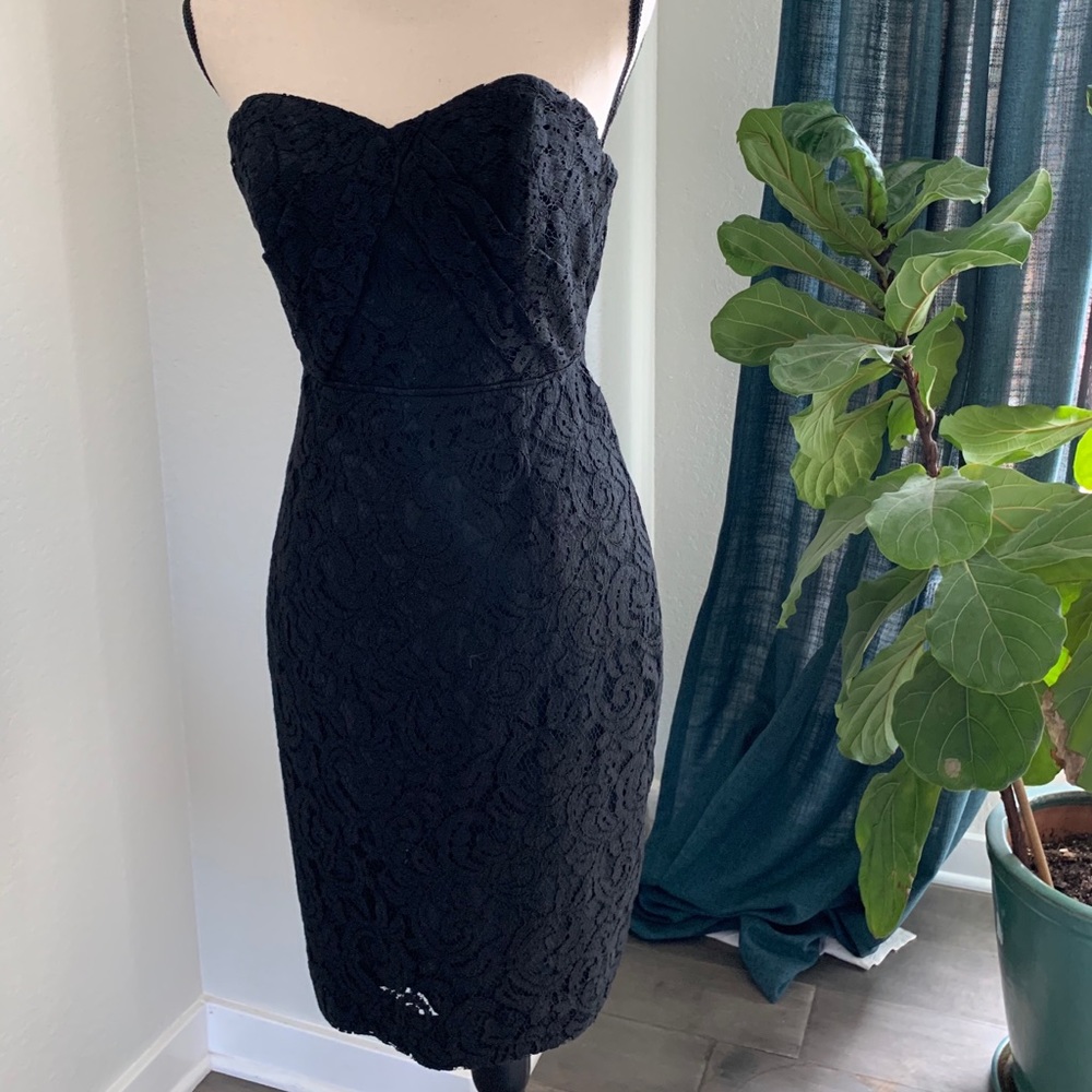 Jcrew black lace strapless dress